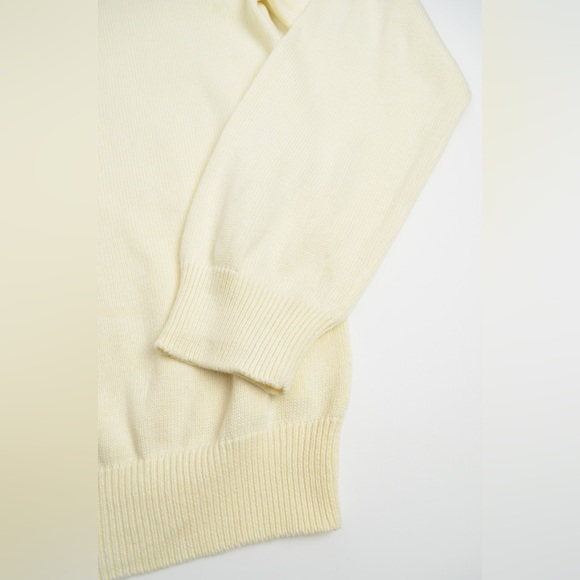 Chaps Sweater V-Neck Cream Classic Embroidered Logo Y2K Relaxed Fit Men’s Large - Picture 3 of 7